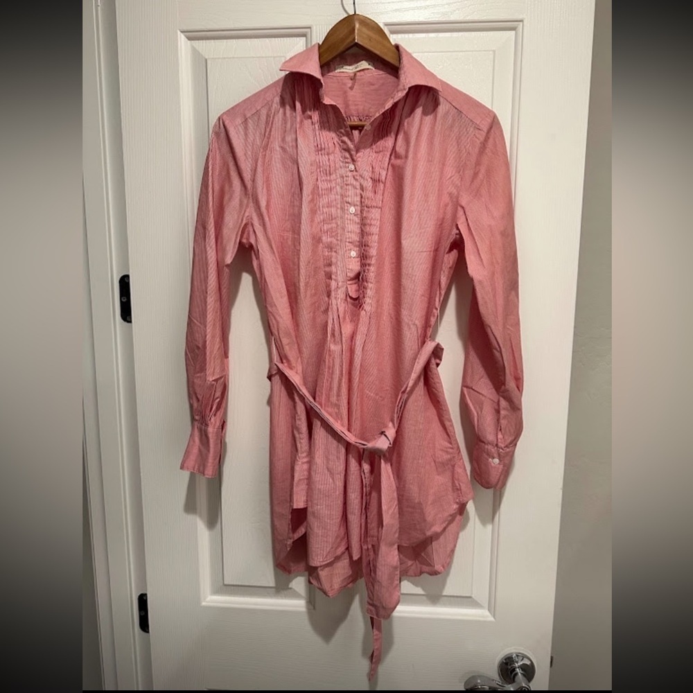 Comme Toi Pink Long-Sleeve Button-Up Shirt with Belt XS